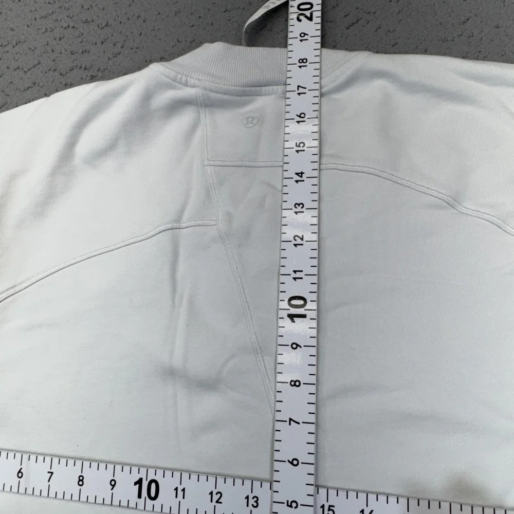 Lululemon Sweatshirt Womens Large Off White Cropped Pullover Oversized Gym